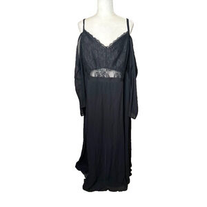 Torrid Insider Collection Maxi Dress 28 Black Cold Shoulder Lace Whimsigoth
